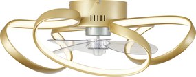 Wentylator sufitowy mosiądz 55 cm z LED z możliwością ściemniania z pilotem - Mandy