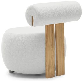 Biały designerski fotel HANNA, dąb