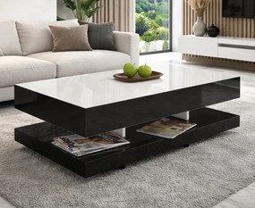 Stolik kawowy Tora 120x60 cm, kolor biało-czarny połysk