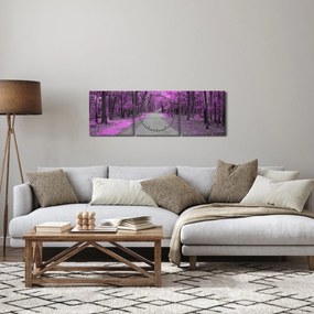 Obraz - Ścieżka przez park (z zegarem) (90x30 cm)