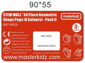 Masterkidz zestaw kołeczki w kształcie figur geometrycznych 64szt do tablic stem