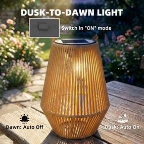 Outsunny Zestaw 2 Lamp Solarnych Rattanowych Wiszących IP44 Wodoodporne Lampy na Balkon i Taras Brązowe | Aosom PL