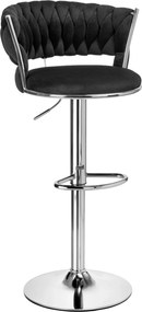 Metalowy hoker z plecionym oparciem czarny + chrom W6-D80
