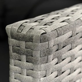 Zestaw Mebli Ogrodowych DALLAS Szary/Czarny Narożnik Pufy Stolik Tarasowy Technorattan Nowoczesny