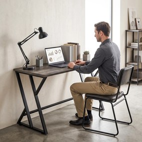 HOMCOM 120 cm Biurko Komputerowe, Industrialne Biurko z Metalową Podstawą w Kształcie Z, Stół Roboczy do Biura, Szary w Stylu Vintage | Aosom PL