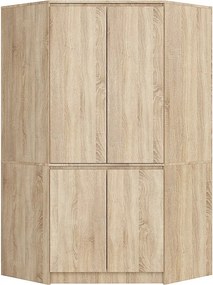 Szafa narożna AKORD S100 Dąb Sonoma 100 cm 4 drzwi fronty kolor Dąb Sonoma mat 6 półek 100x50x180 cm