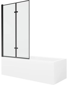 Mexen Cubik wanna prostokątna 160 x 70 cm z obudową i parawanem 2-skrzydłowym 100 cm, czarny wzór - 550316070X9210027070
