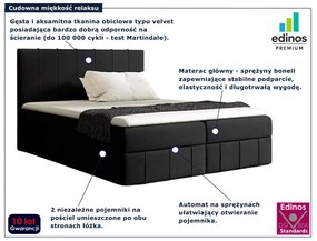 Czarne łóżko kontynentalne z pojemnikiem 5 rozmiarów K1-H31