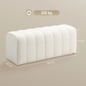 Nowoczesna ławka tapicerowana HOMCOM 110×40×44 cm — kremowa, obicie lnopodobne, udźwig 220 kg