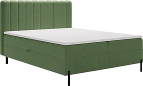 Emporius Florence Box łóżko z materacem 160x200 - pojemnik, topper - łóżko dwusobowe 160x200 cm, nowoczesny styl - tkanina aksamitna, zielony (Komodo 61)