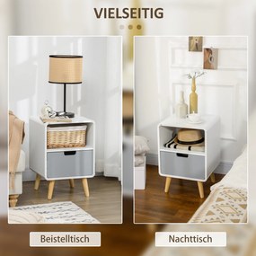 HOMCOM Komoda nocna z szufladą i otwartą półką, stolik nocny do sypialni i salonu, kolor biały, wymiary 40 x 38 x 58 cm
