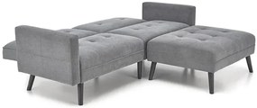 Popielata sofa rozkładana z podnóżkiem - Leris