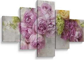 Obraz - Kwiaty na ścianie w pastelowych kolorach (125x70 cm)