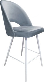 Hoker POLO krzesło barowe tkanina Welur podstawa metalowa hoker do kuchni : Kolor nogi - Biały stożek, Kolor tkaniny - VELVET - BL06, Typ siedziska - Siedzisko stałe