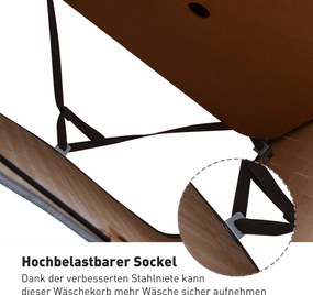 HOMCOM Kosz na bieliznę, 70 L kosz na pranie z pokrywą, wyjmowana wkładka, pojemnik na bieliznę do łazienki, 40 x 30 x 60 cm, Szary