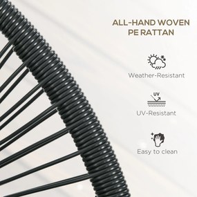 Outsunny Fotel Rattanowy w Stylu Boho, 132 cm x 72 cm x 83 cm, Czarny