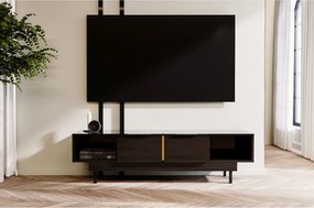 Czarna komoda RTV Dancan ARTEMISA ze złotymi dodatkami