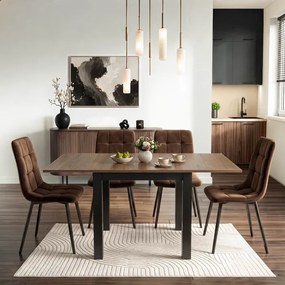 Stół Kwadratowy Rozkładany MAX 80-160 cm Orzech Nicea/Czarny Loft