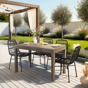 Stół ogrodowy z technorattanu Fargo, brązowy