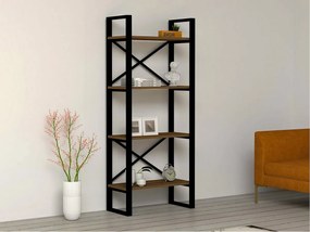 Regał przemysłowy orzechowy – 66 cm x 150 cm x 32 cm – metalowy