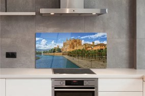 Panel szklany do Kuchni Gotycka Katedra w Otoczeniu Palm