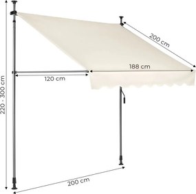 Markiza przeciwsłoneczna, regulowana AW-016 na taras, balkon, beżowa, 200x120 cm