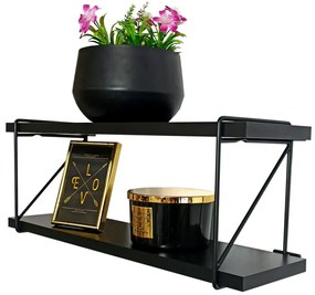 Podwójna czarna półka ścienna w stylu loft L2-L41