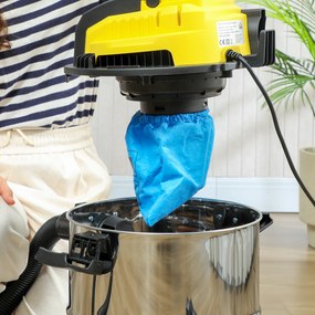 HOMCOM odkurzacz na mokro i sucho, na kółkach, potrójny system filtrów, 20 L zbiornik na kurz