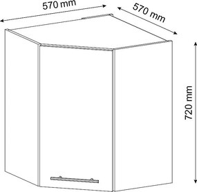 Szafka wisząca narożna biały wysoki połysk 57x34.1x72 fame-line