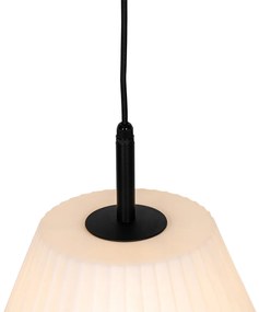 Zewnetrzna Nowoczesna zewnętrzna lampa wisząca czarna z białym kloszem 32,9 cm IP44 - Robbert Nowoczesny Oswietlenie zewnetrzne