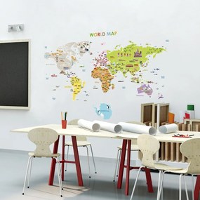 Naklejka dziecięca na ścianę 120x150 cm Giant World Map – Ambiance