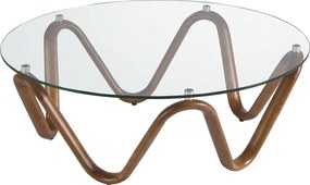 Okrągły stolik kawowy z hartowanego szkła i orzecha włoskiego 2124 ANGEL CERDA