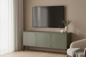 Szafka RTV trzydrzwiowa Sonatia na metalowych nogach 150 cm - oliwka