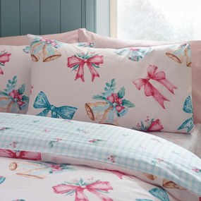 Różowa pościel dwuosobowa 230x220 cm Bows And Bells – Catherine Lansfield