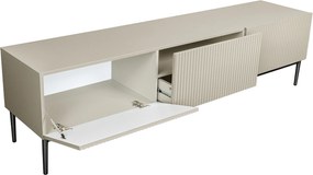 Szafka RTV Nicole 200 cm na metalowych nogach z szufladą - kaszmir / czarne nóżki