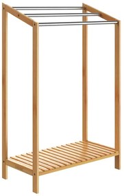 Bambusowy stojak na ręczniki RUBBY z metalowymi drążkami i półką, 51x31x85 cm, brązowo-srebrny Casaria