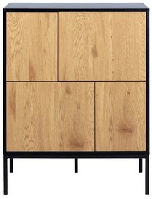 Czarno-naturalna wysoka komoda w dekorze dębu 80x103 cm Seaford – Actona