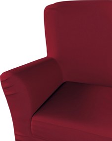 Pokrowiec na fotel Tomelilla wysoki z zakładkami kolor czerwony tkanina strukturalna