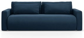 Ciemnoniebieska aksamitna rozkładana sofa ze schowkiem 238 cm Belfast – Cosmopolitan Design