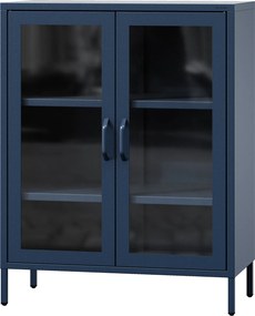 Niska witryna z metalu Modern Gina granatowa
