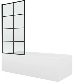 Mexen Vega wanna prostokątna 150 x 70 cm z obudową i parawanem 1-skrzydłowym 70 cm, czarny wzór - 550115070X9307017077