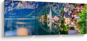 Obraz - Wieś alpejska (z zegarem) (90x30 cm)
