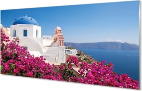 Panel szklany do Kuchni Kwiatowy Zakątek nad Morzem