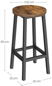 Drewniany rustykalny taboret na czarnym stelażu  T6-M59