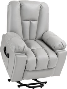 HOMCOM Fotel masujący Relaxsessel dla Seniorów, Pilot, Boczne kieszenie, 94 cm x 96 cm x 106 cm, Szary | Aosom PL