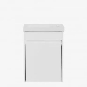 Zestaw Wiszących Mebli Łazienkowych Zintegrowany Z Umywalką Narek Biała & Bezlusterkowiec & Bez Kranu & ↔︎ 40 Cm - Sklum