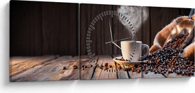 Obraz - Czas na kawę (z zegarem) (90x30 cm)