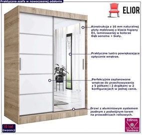 Szafa przesuwna 150 cm dąb sonoma + biały - Marmos 4X
