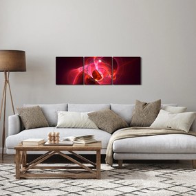 Nowoczesny obraz różowej abstrakcji (z zegarem) (90x30 cm)