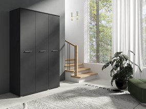 Szafa Otwierana Trzydrzwiowa 120cm x 200cm ANTRACYT | Półki + Wieszak